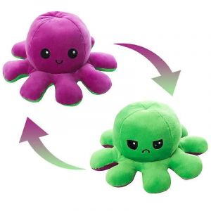 Peluche geante reversible en forme de pieuvre, 20 cm, 30 cm, 40 cm, jouet en peluche reversible, pieuvre heureuse et triste, nouveau jouet - Neuf