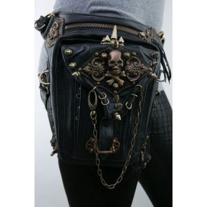 Sac banane style steampunk, sacoche tendance en cuir style gothique, bandoulière, sacoche de voyage, de randonnée, de sport, pour homme et femme - Neuf
