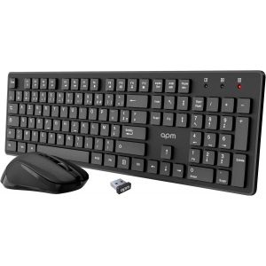 KALANKA-100042 - Pack- Combo Clavier Azerty et Souris Optique - Technologie Sans Fil 2,4 Ghz - Fonctionnement Ultra Rapide - Touches de Raccourcis - Clavier Bureautique - Noir - Neuf