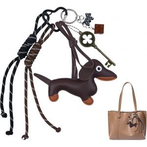 KAL-Porte-Cl&eacute;s Teckel En Cuir Synth&eacute;tique, Porte-Cl&eacute;s D'Amour Pour Anniversaire, Sac Y2K Mignon Pour Femme, Accessoire Esth&eacute;tique Pour Sac &Agrave; Dos, Voiture - Neuf