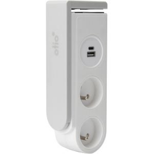 SEPT-- Bloc multiprise Gekko clipsable - 2 Prises + 2 Ports USB - Blanc - Neuf