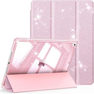 Coque Compatible avec iPad 9e/8e/7e G&eacute;n&eacute;ration 10.2 Pouces (2021/2020/2019) - [S&eacute;rie Paillet&eacute;] Etui Scintillant, Housse Transparente Brillante Antichoc, Rose Clair - Neuf