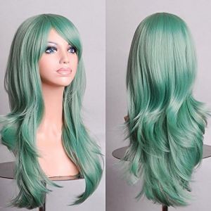 Kalanka-Colorful Panda 28 Pouces 70 Cm Vert Menthe Longs Boucl&eacute;es Ondul&eacute;es Cosplay Perruques Pour Femmes Et Filles, Perruque De Cheveux Synth&eacute;tiques R&eacute;sistant &Agrave; La Chaleur Pour F&ecirc;te Halloween Costume - Neuf