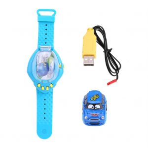 Mini voiture telecommandee avec capteur de gravite 2,4 GHz et 4 canaux, avec cable USB (bleu) - Neuf