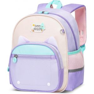 Sac a Dos Maternelle Fille,Cartable Fille Maternelle Léger et Imperméable,Sac école Maternelle Personnalisé Mignon pour tout-petits 2 ans-6ans,Violet - Neuf