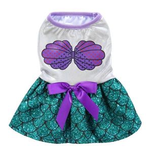 Adorable Costume De Sir&egrave;ne Pour Chien En Coquillage Violet Et Tutu Vert - Parfait Pour Les F&ecirc;tes, Halloween Et Les S&eacute;ances Photo - Neuf