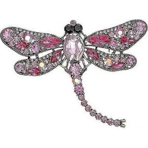 Libellule Broche Avec Breloque En Cristal Imité Insecte Volant Alliage Broche Pin(Pink-Good - Neuf