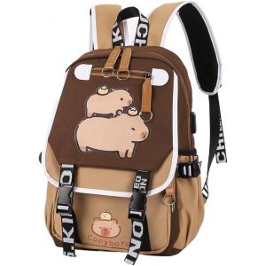 KALSC-Capybara Grand Sac À Dos D'Écolier Pour Adolescents,Sac À Dos D'Écolier Décontracté Mignon Capybara Sac À Dos D'Écolier Avec Trousse Capybara - Neuf
