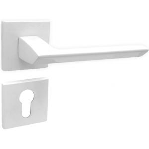 Poign&eacute;e de porte ELENA-QR WHITE BB pour portes de chambre Kit de rosettes Ferrures de porte - Neuf