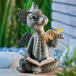 MEVRONISSHOP-Statue Dragon Jardin,Statue pour Jardin Nain Statue de Jardin Ext&eacute;rieur Sculptures et Statues de Jardin Statue Ornement D&eacute;coration Animaux en resine pour Int&eacute;rieures Ou Ext&eacute;rieures - Neuf