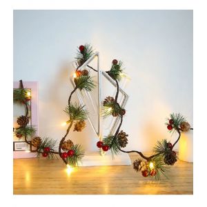Rouge Pomme De Pin De No&euml;l De La Cha&icirc;ne De Lumi&egrave;res Avec Des Cloches, De La Piscine Int&eacute;rieure Et Ext&eacute;rieure, D&eacute;coration De No&euml;l, De Baies, De 2m 20 Lumi&egrave;res - Neuf