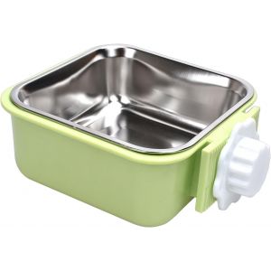 Kalanka-Suspendre Gamelle Pour Animal Cage, Amovible Inoxydable 2 En 1 Gamelle Eau Chien Lapin Pour Chiot Chat Lapin Cochon D'inde H&eacute;risson Oiseaux (Vert) - Neuf