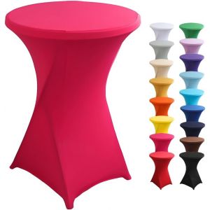Eryi-Housse Mange Debout - Housse De Table De Bar Bistrot Ronde Ø 60 Cm/Ø 80 Cm, Nappe Mange Debout Pour Restaurant Bar Table Cocktail Banquet De Mariage Décoration (Rose Rouge,60x110cm) - Neuf