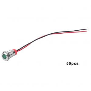 Lot de 50 voyants LED d'avertissement en metal de haute qualite, etanches IP65 BEM-10C, 10 mm (vert 12 V) - Neuf