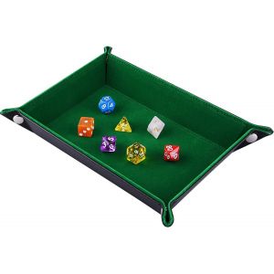 Sansh-Plateau Dés À Double Face, Rectangle Pliant En Cuir Pu Et Porte-Dés En Velours Vert Foncé Pour Donjons Et Dragons Dg Dice Ding Et Autres Jeux De Table - Neuf