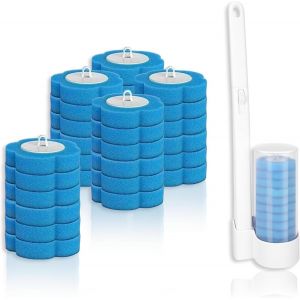 meimie-Lot De 36 Têtes De Brosse Wc De Rechange Avec Poignée,Brosse De Toilette Jetable,Système De Nettoyage De Toilettes Jetables,Support Mural Pour La Maison,La Salle De Bain,La Cuisine - Neuf