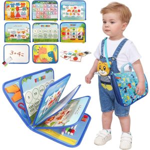 ChenQuanSarl-Montessori Busy Book - Livre D'Activités Sensorielles 10-En-1 Avec Sangle D'Épaule & Tableau Blanc Effaçable, Idéal Pour Les Voyages Et Le Développement De La Motricité Fine - Neuf