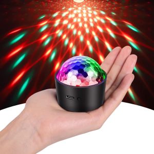 Mini Boule Disco, Lumière De Fête Jeux De Lumière, 7 Rgb À Commande Sonore Projecteur Led Commande Vocale, Effet De Lumière Disco Pour Fête, Noël, Bar, Club, Dj, Enfants - Neuf