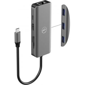 Hub Adaptateur Usb-C 8 En 1 100W Hdmi, Usb-C, 3 Ports Usb 3.0, Ethernet, Lecteur De Carte Sd Et Micro Sd Débit Internet Rapide 10/100/1000 Mb/S Et Hdmi 4K[Z3952] - Neuf