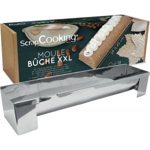 Jexnovashop-Moule Bûche Inox Xxl - Taille Ajustable 28 À 45 Cm - Dessert De Noël Jusqu¿À 18 Convives - Avec Feuilles Rhodoïd, Supports & Recette Bûche Praliné Noisettes - Pâtisserie - 1936 - Neuf