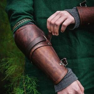 Gantelets En Cuir Bracelet Garde-Bras Médiéval Garde-Poignet Garde Poignet Bandeau Large Bras Armure Manchette Cosplay Accessoires - Neuf