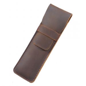 Porte-stylo en cuir fait à la main, pochette multi-stylo, housse de protection en cuir Crazy Horse pour stylo-marron - Neuf