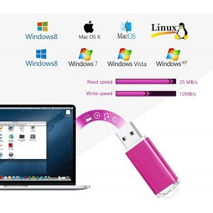 Cle USB 32 Go, Clé USB 2.0 Flash Drive Stockage Disque Mémoire Stick avec Cordes, Ensemble de Deux, Rose/Blanc - Neuf