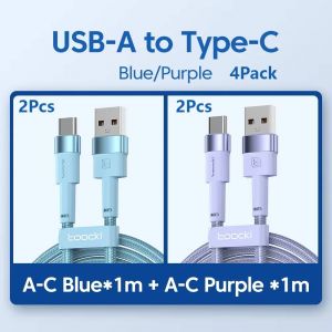Toocki-Lot De 2 C&acirc;bles Usb De Type C Pour Xiaomi 12t Pro Realme Redmi Note 12 Pro,Casque F3,Charge Rapide,Fil De Donn&eacute;es,3a--4 Pack - Neuf