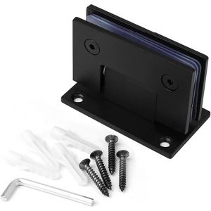 Charni&egrave;re de porte en verre durable &agrave; 90 degr&eacute;s en acier inoxydable sans cadre, convient pour salle de bain, armoire, vitrine (noir) - Neuf
