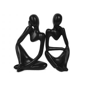 Statue de penseur en r&eacute;sine, sculpture d&eacute;corative pour la maison ou le bureau - Lot de 2 - Neuf