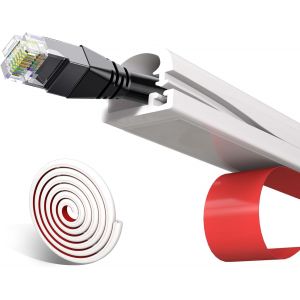 MEVRONISSHOP-1m Mini Blanc Goulotte Passe Cable pour Un C&acirc;ble, Cache-C&acirc;bles Auto-Adh&eacute;sif, Flexible Goulotte Electrique en Silicone pour Cables, Cache Fil Convient pour la Gestion des C&acirc;bles Muraux - Neuf