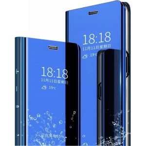 Sansh-Mlotech Coque Pour Samsung Galaxy A05s Housse Étui Avec Verre Trempé Flip Clear View Translucide Miroir Cover Standing 360° Antichoc Smart Cover Bumper Bleu Ciel - Neuf