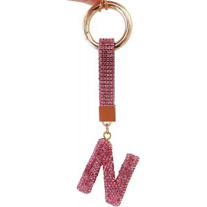 KAL-Porte Clef Lettres Pour Femmes Et Filles, Porte-Clés Rose, Accessoires Brillants Pour Clés/Clés De Voiture/Sacs À Dos Et Sacs À Main, Cadeaux Pour Femmes - Neuf