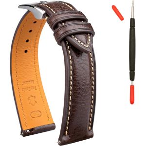 Fdjhy-Bracelet De Montre En Cuir Tanné Végétal - 20 Mm - 16 18 19 20 Xl 21 22 Xxl - Bracelet De Rechange À Dégagement Rapide - Neuf