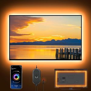 Ruban Led Tv 4m, Bande Led Avec T&eacute;l&eacute;commande App, Synchroniser Avec Rythme De Musique, Led Rgb Usb, Pour 56""-75"" Tv, Pc F&ecirc;te, Etc - Neuf