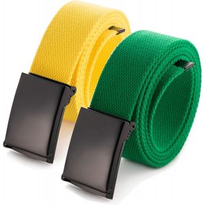 Men's Adjustable Webbing Belt Buckle Military Black Tooth Belt.[E915] - Neuf