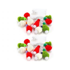 Guirlande Lumineuse De Chapeaux De No&euml;l Avec Boules Led - Lot De 2 - Neuf
