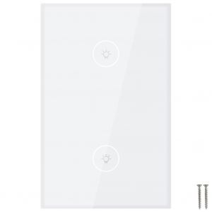 Interrupteur mural tactile intelligent Wi-Fi, commande vocale a distance, blanc, 2 boutons, prise americaine, AC 100 V 240 V - Neuf