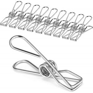 Eryi-Lot De 32 Pinces À Linge En Acier Inoxydable Antirouille Pour Corde À Linge, Pinces À Linge À Prise Solide, Pinces À Linge Pour Sacs À Collation, Serviettes, Photo, Papier, Cuisine, Bureau - Neuf