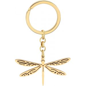Kal-Porte-Clés Dragonfly En Acier Inoxydable Plaqué Or Libellule Pour Femmes Filles Bijoux Insectes Pour Sac À Main Charms - Neuf