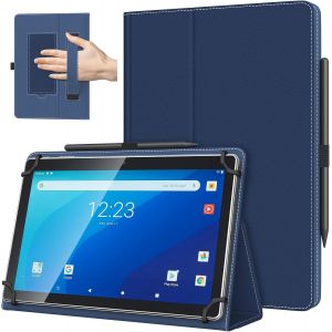 Coque Universel Pour Tablette Androiod De 10,1 Pouces Avec Boucle Pour Stylet, Coque Léger Et Pliable Avec Main Pour Toutes Les Tablettes À Écran Tactile De 9,6 À 11 Pouces, Marine Bleu - Neuf