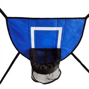 Panier De Basket-Ball Reglable Pour Trampoline Avec Filet De Rebond, Pompe, Mini-Ballons, Bleu - Neuf