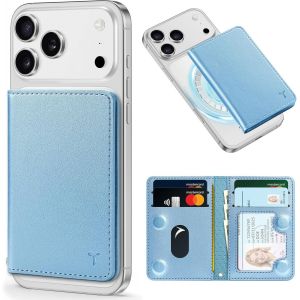 Porte-Cartes Magnétique Pour Iphone, Blocage Rfid [6 Fentes Cartes] [Fenêtre Id Transparente], Portefeuille Pour Série Iphone 17/16/15/14/13/12/Plus/Pro/Pro Max/Plus (Sauf Mini), Bleu Brillant - Neuf
