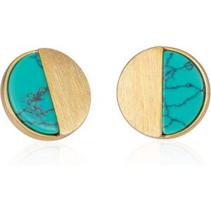 Boucles D'oreilles Femme En Disque, Boucles D'oreilles G&iquest;&iquest;Om&iquest;&iquest;Triques Avec Une Finition Mate En Turquoise Bleue Ou Agate Blanche - Neuf
