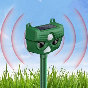 R&eacute;pulsif &Agrave; Ultrasons Pour Chats, R&eacute;pulsif Solaire Pour Animaux, &Eacute;tanche Avec D&eacute;tecteur De Mouvement - Neuf