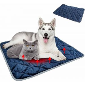Tapis Thermique Pour Animaux,Coussin Chauffant Pour Petits Animaux,Grotte Pour Chat,Couverture Auto-Chauffante,Tapis Chauffant Pour Chat,Chiot,Voyage,Camping,40 X 50 Cm,Bleu Marine - Neuf