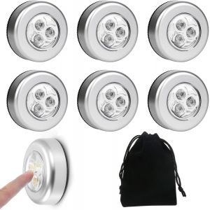 Lampe Spot Led Autocollant, Lampe Adhésive Led, Spots Lampe Led Sans Fil, Lampe Autocollante À Piles, Veilleuse Led, Lampe Led Pour Escaliers, Placard, Armoire, Le Couloir (Sans Batterie), Argent - Neuf