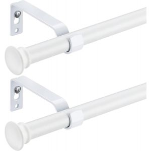 Tringle à Rideaux Blanc 2 Pièce 76-120 cm Acier allié Montage mural - Neuf