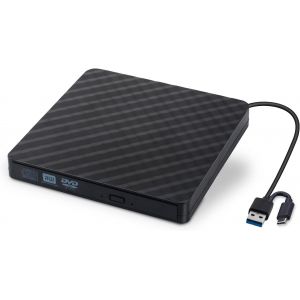 Graveur DVD Lecteur DVD Externe CD USB 3.0-Graveur DVD CD Combo Ultra Slim DVD ROM CD Player,Compatibilité Windows/MAC OS pour Apple/iMac/Macbook Pro/Macbook Air/Laptop/Desktops/PC (Noir) - Neuf