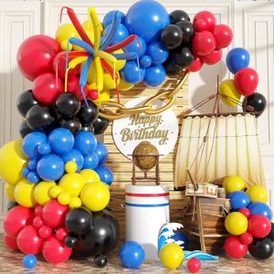 AYUHR-Kit d'arche de ballons rouges et noirs, guirlande de ballons rouges, noirs et argentés, ballons en aluminium, ballons confettis argentés pour remise de diplôme, anniversaire, fiançailles, fête - Neuf